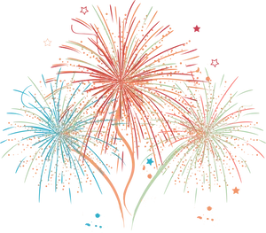 Colorful Fireworks Illustration PNG image