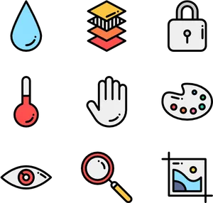 Colorful Flat Design Icons Set PNG image