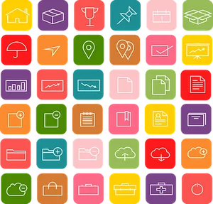 Colorful Flat Icons Set PNG image
