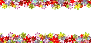 Colorful Floral Border Black Background