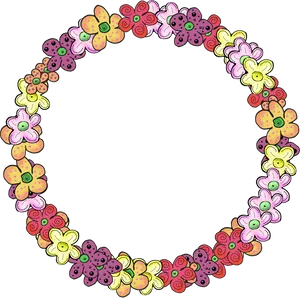 Colorful Floral Circle Frame PNG image