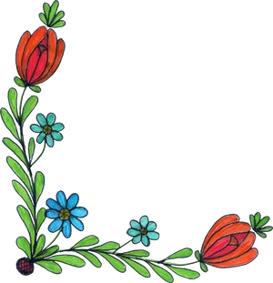 Colorful Floral Corner Design PNG image