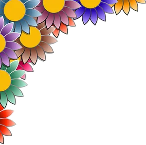 Colorful Floral Frame Corner Design PNG image