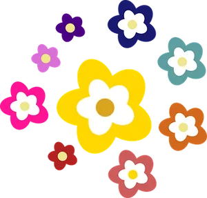 Colorful Floral Graphics Black Background