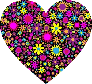 Colorful Floral Heart Pattern PNG image