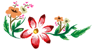 Colorful Floral Illustrationon Black Background