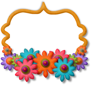 Colorful Floral Photo Frame Design PNG image