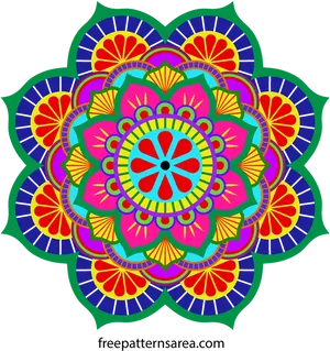 Colorful Floral Rangoli Design PNG image