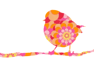 Colorful Floral Silhouette Bird