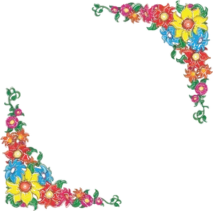 Colorful Floral Wedding Border Design PNG image