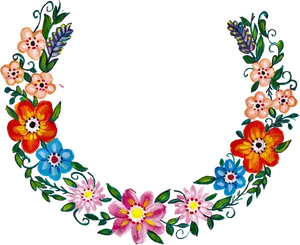 Colorful Floral Wreath Artwork PNG image