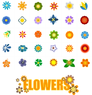 Colorful Flower Icons Collection