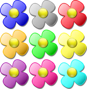 Colorful Flower Icons Set