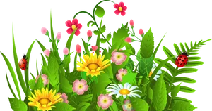 Colorful Flower Meadow Clipart PNG image