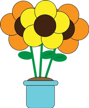 Colorful Flower Pot Cartoon Illustration