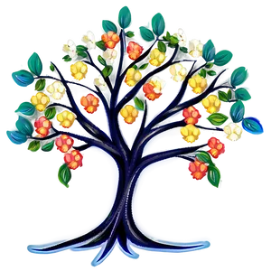 Colorful Flower Tree Drawing Png 06282024 PNG image