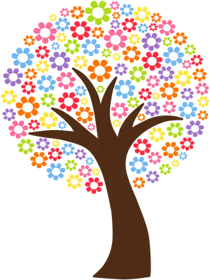 Colorful Flower Tree Illustration PNG image