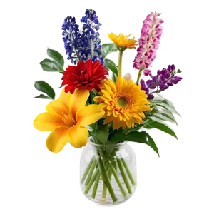 Colorful Flowers In Vase PNG 20