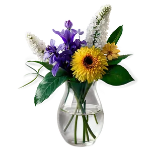 Colorful Flowers In Vase PNG Mnb26