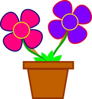 Colorful Flowersin Pot Vector Illustration