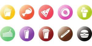 Colorful Food Icons Set PNG image