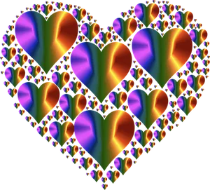Colorful Fractal Hearts Pattern
