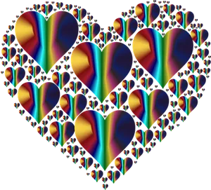Colorful Fractal Hearts Pattern