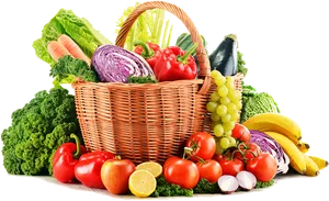 Colorful Fresh Fruitsand Vegetables Basket