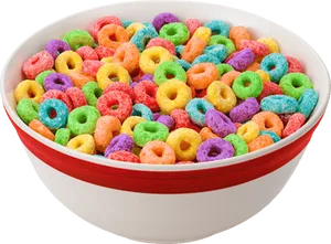 Colorful Fruit Flavored Cerealin Bowl PNG image
