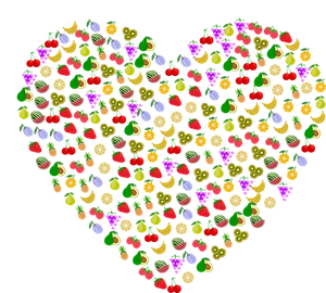 Colorful Fruit Heart Pattern
