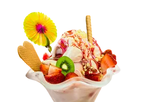 Colorful Fruit Ice Cream Dessert PNG image