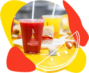 Colorful Fruit Juiceand Snacks Branding PNG