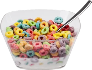 Colorful Fruit Loop Cereal Bowl PNG image