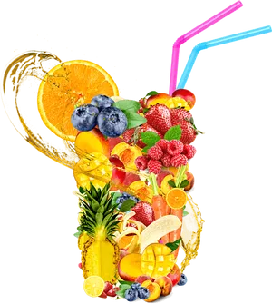 Colorful Fruit Splash Smoothie Art