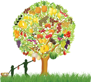 Colorful Fruit Tree Illustration PNG image