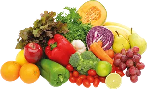 Colorful Fruitsand Vegetables Assortment PNG image