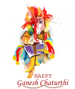 Colorful Ganesh Chaturthi Greeting PNG image