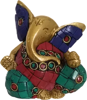 Colorful Ganesh Idol Decorative Art Piece PNG image