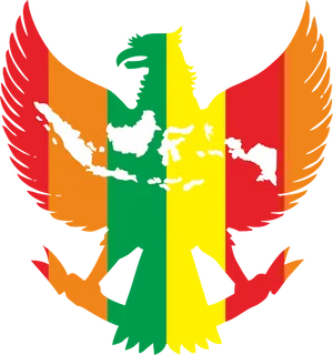 Colorful Garuda Silhouette Map Overlay PNG image