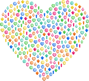 Colorful Gemstone Heart Pattern PNG image