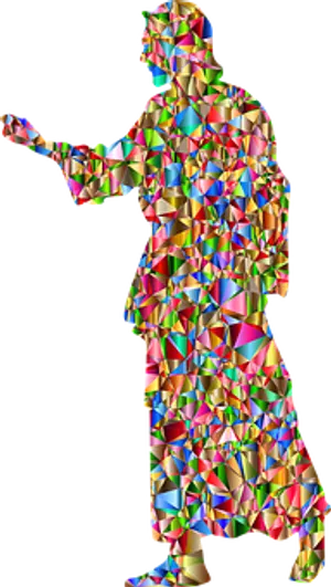Colorful Geometric Jesus Silhouette