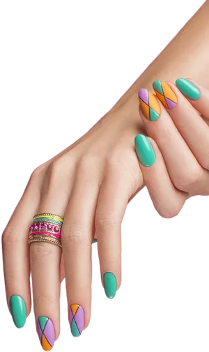 Colorful Geometric Nail Art