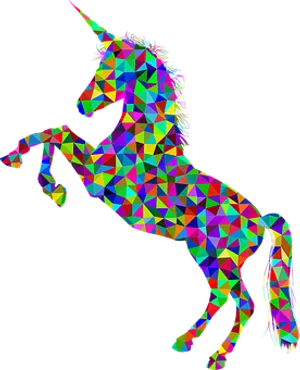 Colorful Geometric Unicorn Art PNG image