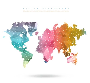 Colorful Geometric World Map PNG image
