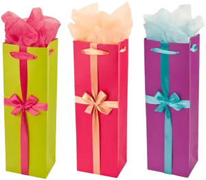 Colorful Gift Bags With Tissue Paper PNG image