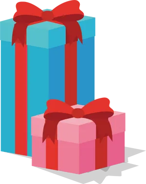 Colorful Gift Boxeswith Red Ribbons