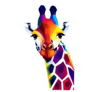 Colorful Giraffe Illustration PNG Gre