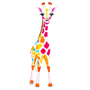 Colorful Giraffe Illustration PNG Uug