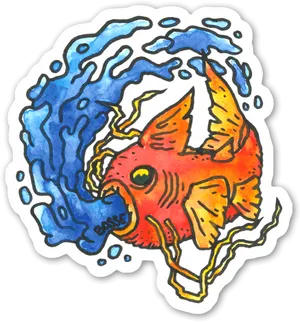 Colorful Goldfish Sticker Illustration