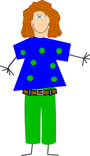 Colorful Grandma Cartoon Drawing PNG